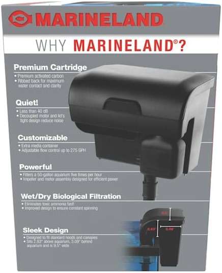 Marineland Penguin PRO 275 Power Filter Multi-Stage Aquarium Filtration for Aquariums Up to 50 Gallons - Image 2