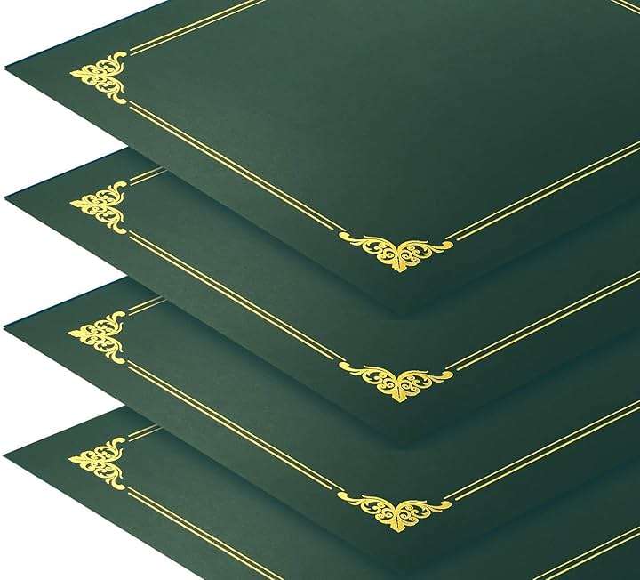 Better Office Products 25 Pack Green Certificate Holders, Diploma Holders, Document Covers with Gold Foil Border, for Letter Size Paper, 25 Count, Hunter Green - Image 5