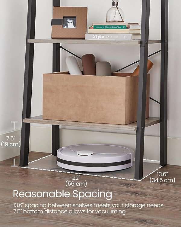 VASAGLE BARNET Collection - Ladder Shelf, Bookshelf, Storage Rack, Modern Bookcase for Living Room Home Office Kitchen, Steel Frame, 4-Tier, 22-Inch Wide, Heather Greige and Ink Black ULLS44MB - Image 8