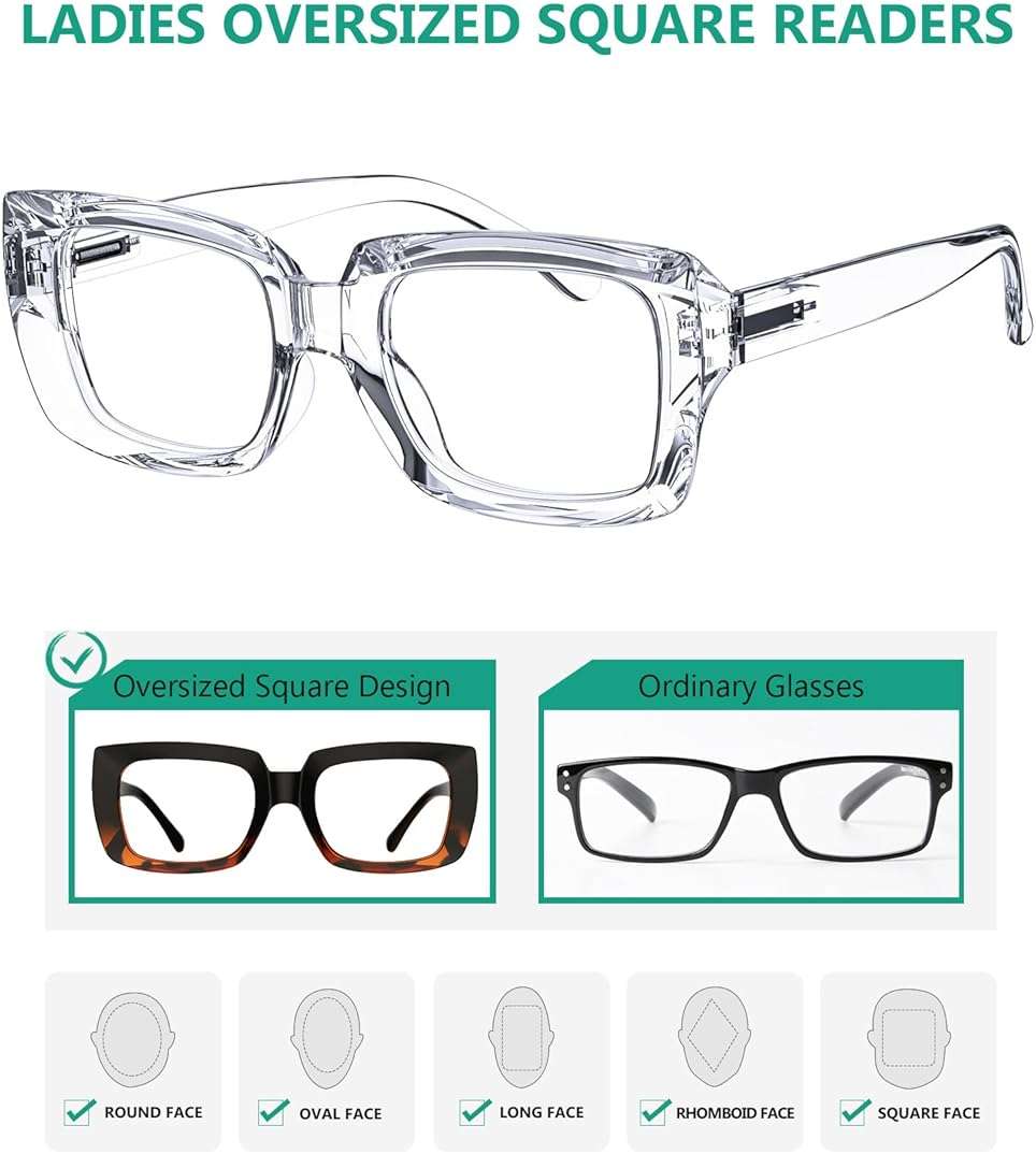 Eyekepper 4 Pack Ladies Reading Glasses - Stylish Oversized Square Readers for Women +2.50 - Image 4