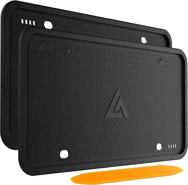 Aujen Silicone License Plate Frames Black, 2 Pack Car License Plate Frame, Universal US Black License Plate Holders Brackets Rust-Proof, Weather & Rattle-Proof, Car Accessories - Image 1