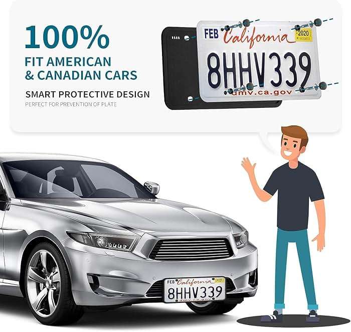 Aujen Silicone License Plate Frames Black, 2 Pack Car License Plate Frame, Universal US Black License Plate Holders Brackets Rust-Proof, Weather & Rattle-Proof, Car Accessories - Image 4