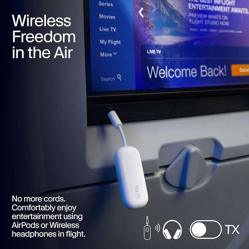 Twelve South AirFly Pro | Bluetooth Wireless Transmitter/Receiver Adapter for 2 Headphones, Audio Sharing, Compatible with 3.5mm aux Jack for Airplanes, TV, Gym, Stereo, and Travel, 25+ Hr Battery - Image 4