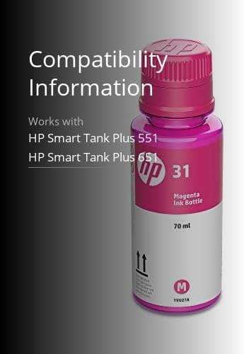 HP 31 | Ink Bottle | Magenta | Up to 8,000 Pages per Bottle | Works Smart Tank Plus 651 Smart Tank Plus 551 | 1VU27AN | Packaging May Vary - Image 3