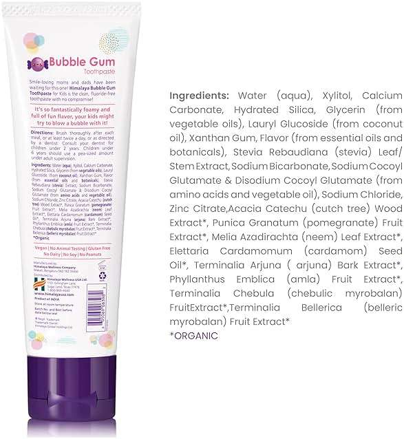 Himalaya Botanique Kids Toothpaste with Xylitol, Bubble Gum Flavor - Gentle Fluoride Free Toothpaste - Vegan, Gluten Free, SLS Free, No Artificial Flavors or Colors, 4 oz - Image 2