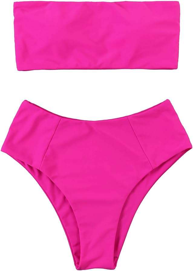 OMKAGI Women Bandeau Bikini Swimsuits Cheeky Off Shoulder Bathing Suit - Image 1