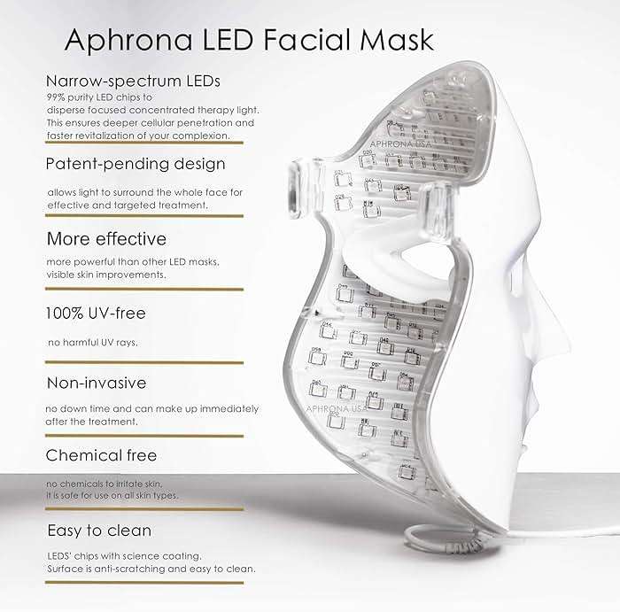 Aphrona FDA cleared LED Facial Skin Care Mask MOONLIGHT PRO 7 Color Treatment Photon Mask (White) - Image 8