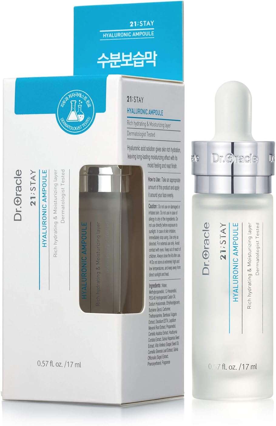 DR.ORACLE Ampoule Hyaluronic Acid Serum for Face Korean Skin Care - Moisturizer Essence Anti-Aging Serum, Intense Hydration Moisturizing K Beauty (0.57o.z), Dermatologist Tested, Clinical Care - Image 2