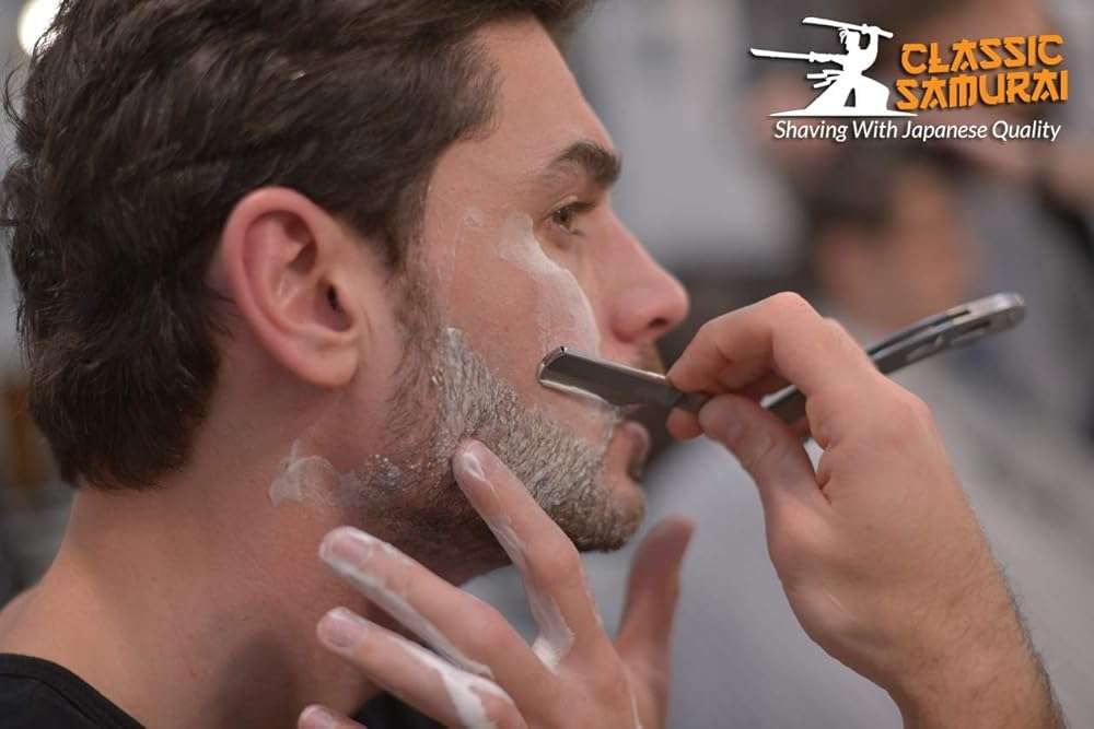 Classic Samurai New Ergonomic Design Stainless Steel Professional Folding Straight Edge Barber Razor Shavette Manual Shaver with 100 Lord Single Blades (Matte Black + 100 Lord Blades) - Image 8