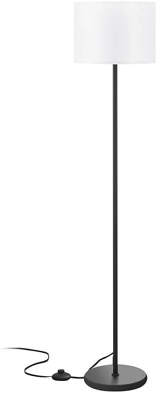 Modern Floor Lamp Simple Design with White Shade, Foot Pedal Switch, 60" Small Tall Lamps for Living Room Bedroom Office Dining Room Kitchen, Black Pole Lamp(Without Bulb) - Image 8