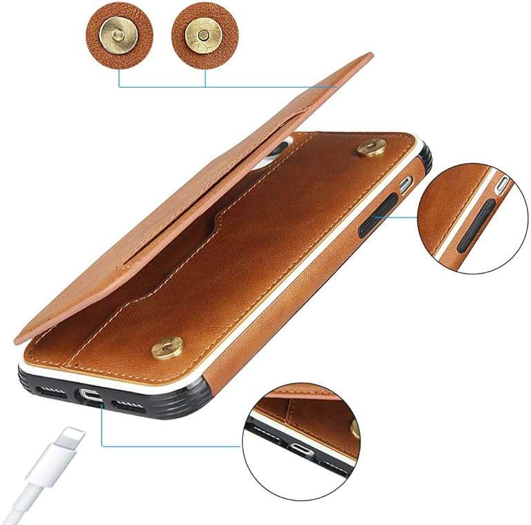 Cavor for iPhone Xr Case with Card Holder,Xr Wallet Case for Women Men,for iPhone Xr Phone Case with Stand and Strap,Leather Shockproof Protective- Brown - Image 3