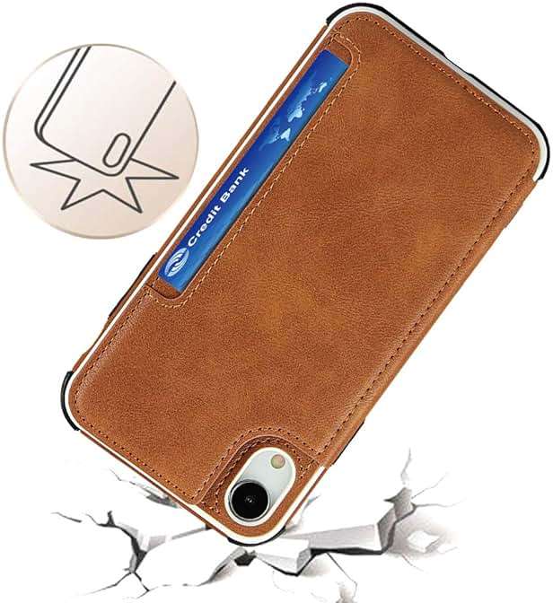 Cavor for iPhone Xr Case with Card Holder,Xr Wallet Case for Women Men,for iPhone Xr Phone Case with Stand and Strap,Leather Shockproof Protective- Brown - Image 5