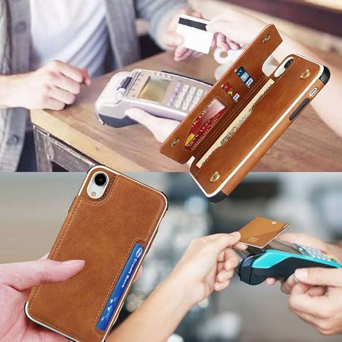 Cavor for iPhone Xr Case with Card Holder,Xr Wallet Case for Women Men,for iPhone Xr Phone Case with Stand and Strap,Leather Shockproof Protective- Brown - Image 6