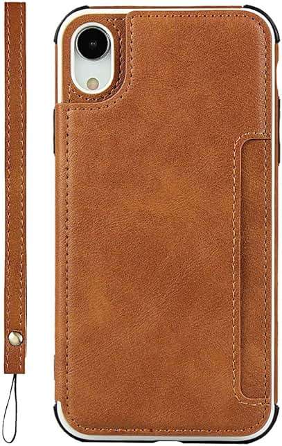 Cavor for iPhone Xr Case with Card Holder,Xr Wallet Case for Women Men,for iPhone Xr Phone Case with Stand and Strap,Leather Shockproof Protective- Brown - Image 7