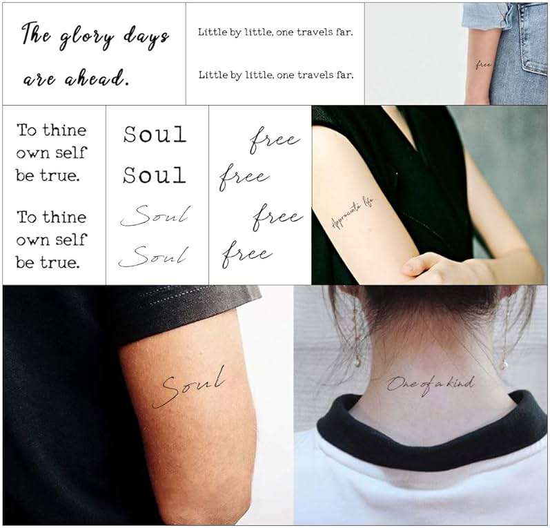 Everjoy Realistic Temporary Tattoos - 20 Individual Line Pcs, Waterproof Inspirational Words for Adult, Women (Words) - Image 5
