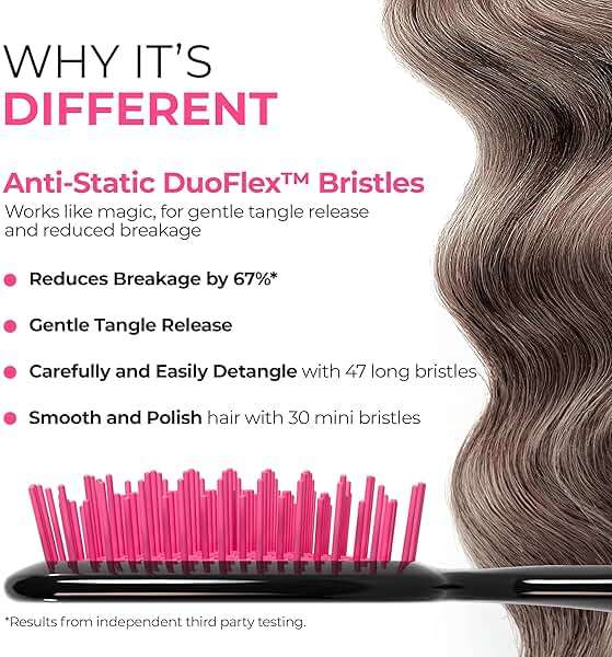 FHI Heat UNbrush Detangling Brush for Pain-Free Brushing on All Wet or Dry Hair Types — Durable DuoFlex Anti-Static Bristles, Lightweight Handle, Vented Hair Brush, Cherry Blossom - Image 3
