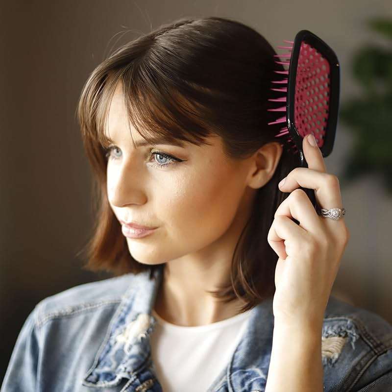 FHI Heat UNbrush Detangling Brush for Pain-Free Brushing on All Wet or Dry Hair Types — Durable DuoFlex Anti-Static Bristles, Lightweight Handle, Vented Hair Brush, Cherry Blossom - Image 4