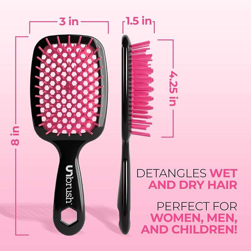 FHI Heat UNbrush Detangling Brush for Pain-Free Brushing on All Wet or Dry Hair Types — Durable DuoFlex Anti-Static Bristles, Lightweight Handle, Vented Hair Brush, Cherry Blossom - Image 5