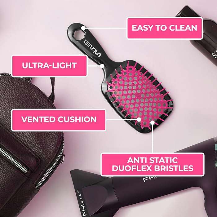FHI Heat UNbrush Detangling Brush for Pain-Free Brushing on All Wet or Dry Hair Types — Durable DuoFlex Anti-Static Bristles, Lightweight Handle, Vented Hair Brush, Cherry Blossom - Image 6