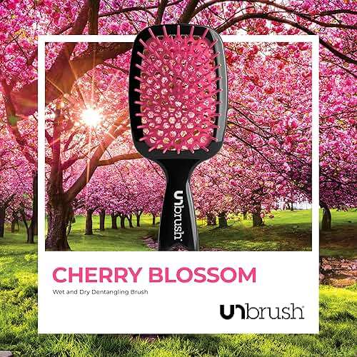FHI Heat UNbrush Detangling Brush for Pain-Free Brushing on All Wet or Dry Hair Types — Durable DuoFlex Anti-Static Bristles, Lightweight Handle, Vented Hair Brush, Cherry Blossom - Image 7