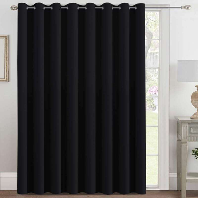 H.VERSAILTEX Blackout Patio Curtains 100 x 96 Inches for Sliding Door Extral Wide Blackout Curtain Panels Thermal Insulated Room Divider - Grommet Top, 8' Tall by 8.5' Wide - Jet Black - Image 1