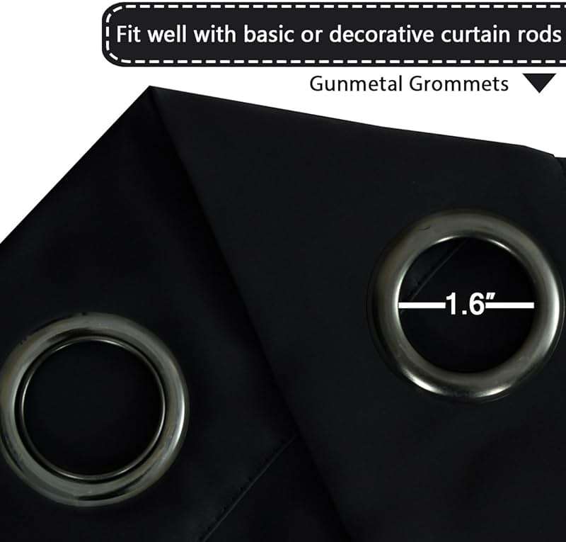 H.VERSAILTEX Blackout Patio Curtains 100 x 96 Inches for Sliding Door Extral Wide Blackout Curtain Panels Thermal Insulated Room Divider - Grommet Top, 8' Tall by 8.5' Wide - Jet Black - Image 4