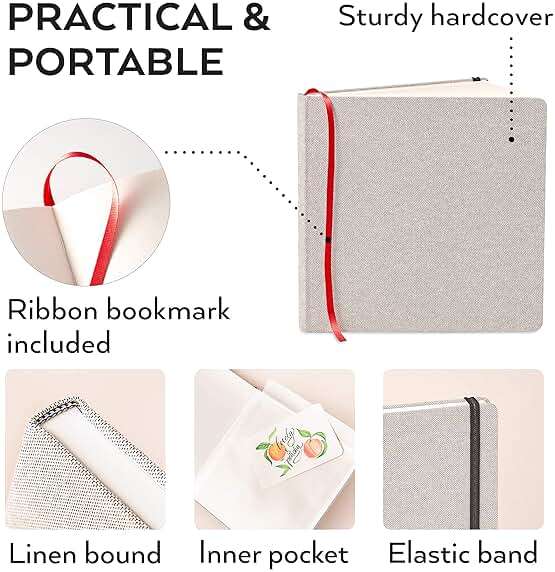 ARTEZA Watercolor Sketchbooks, Pack of 2, 8.25 x 8.25 Inches, 68 Pages Each, 110 lb / 230 GSM, Cold Press, Dual-Sided, Acid-Free Linen-Bound Hardcover Books for Watercolor and Mixed Media - Image 3