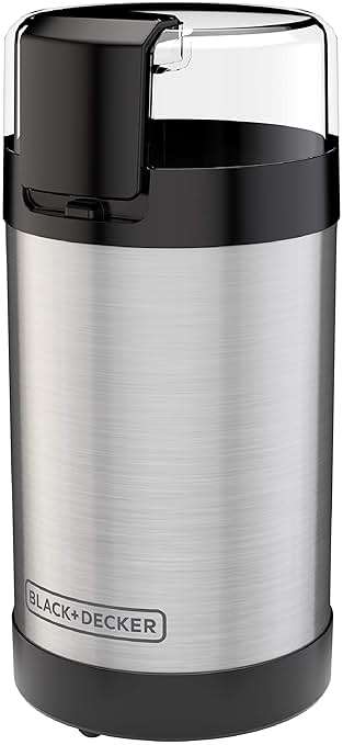 BLACK+DECKER One Touch Coffee Grinder, 2/3 Cup Coffee Bean Capacity, Spice Grinder, One Touch Push-Button Control -150 Watts -Stainless Steel Blades - Image 1