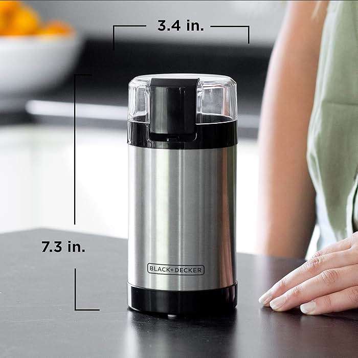 BLACK+DECKER One Touch Coffee Grinder, 2/3 Cup Coffee Bean Capacity, Spice Grinder, One Touch Push-Button Control -150 Watts -Stainless Steel Blades - Image 2