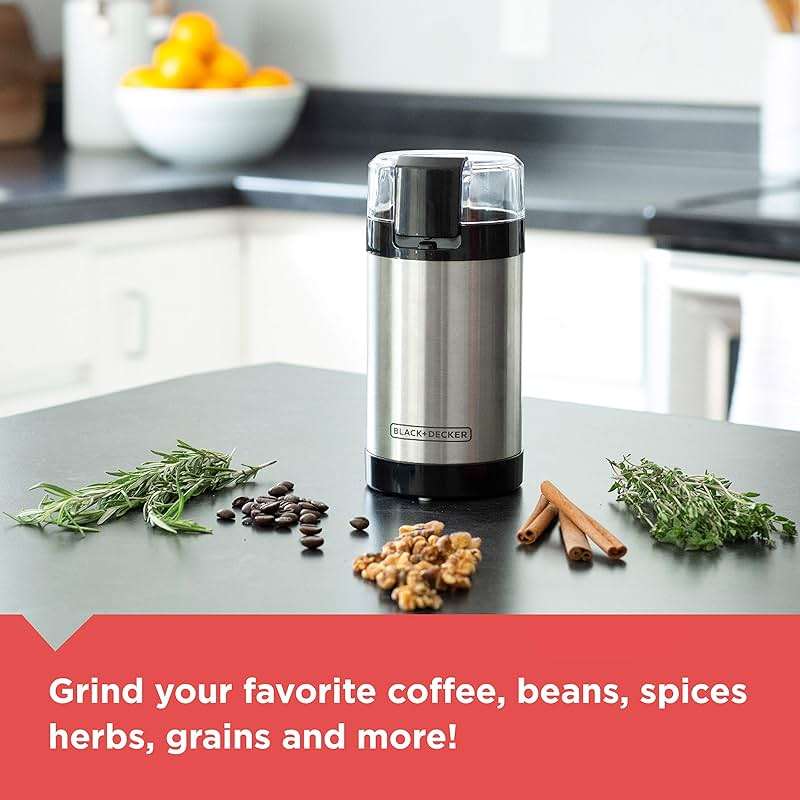 BLACK+DECKER One Touch Coffee Grinder, 2/3 Cup Coffee Bean Capacity, Spice Grinder, One Touch Push-Button Control -150 Watts -Stainless Steel Blades - Image 4