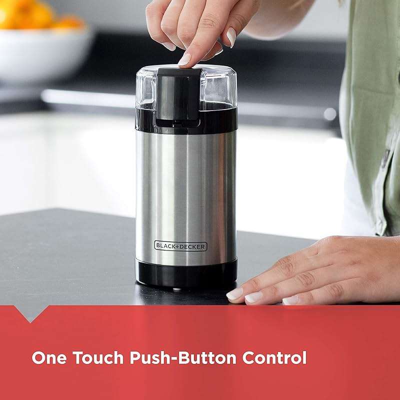 BLACK+DECKER One Touch Coffee Grinder, 2/3 Cup Coffee Bean Capacity, Spice Grinder, One Touch Push-Button Control -150 Watts -Stainless Steel Blades - Image 6