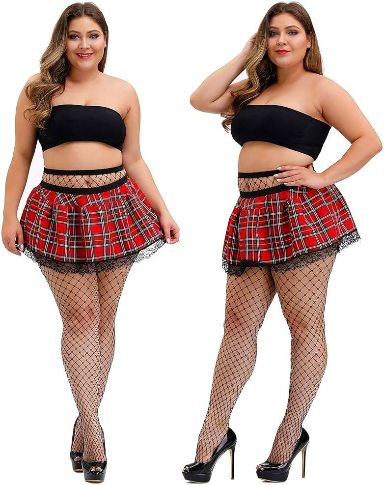 HZH Womens High Waist Tights Fishnet Stockings Plus Size Thigh High Pantyhose - Image 3