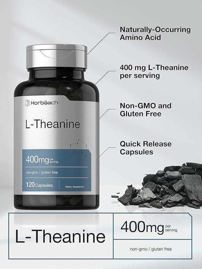Horbäach L-Theanine Supplement | 400mg | 120 Powder Capsules | Non-GMO & Gluten Free - Image 3