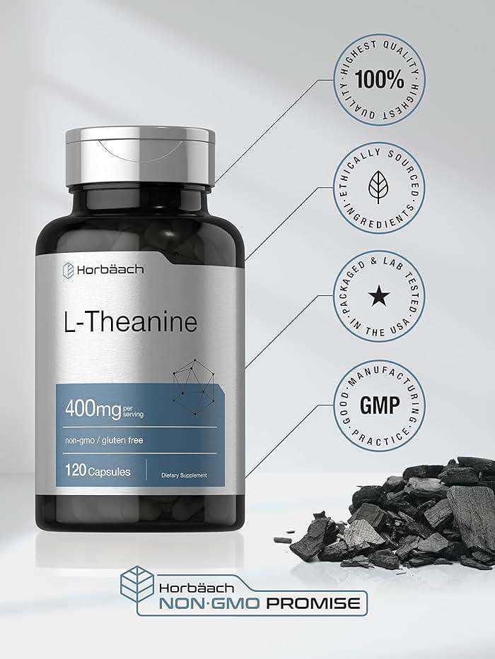 Horbäach L-Theanine Supplement | 400mg | 120 Powder Capsules | Non-GMO & Gluten Free - Image 5