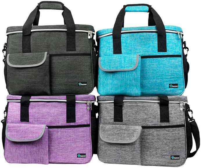 PetAmi Dog Travel Bag - Organizer with Food Container and Bowls, Supplies for Weekend Camping, Cat Diaper Bag (Charcoal, Large) - Image 7