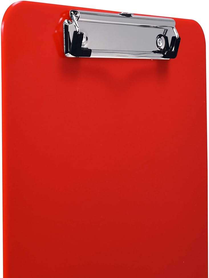 Better Office Products Red Plastic Clipboards, 12 Pack, Durable, 12.5 x 9 Inch, Low Profile Clip, Red, Set of 12 - Image 4