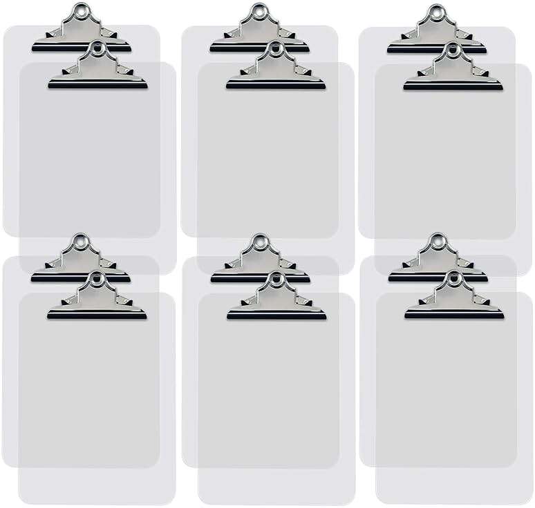 Better Office Products Clear Plastic Clipboards, 12 Pack, Durable, 12.5 x 9 Inch, Standard Metal Clip, Transparent, See-Through Clear, Set of 12 - Image 1