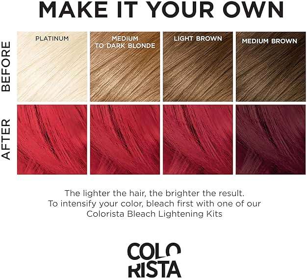 L'Oreal Paris Colorista Semi Permanent Hair Color for Bleached or Blonde Hair, Color Depositing Hair Mask Formula, Bright Red - Image 3