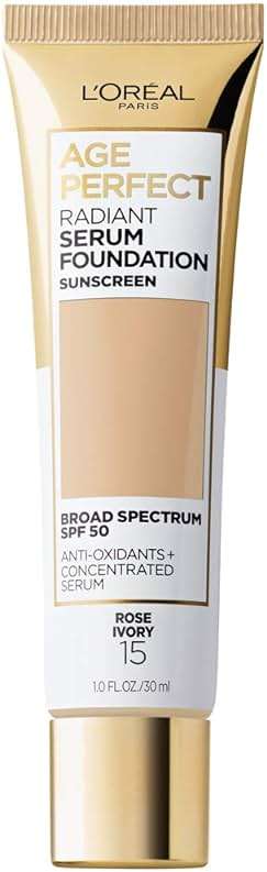 L'Oreal Paris Age Perfect Radiant Serum Foundation with SPF 50, Rose Ivory, 1 Ounce - Image 1