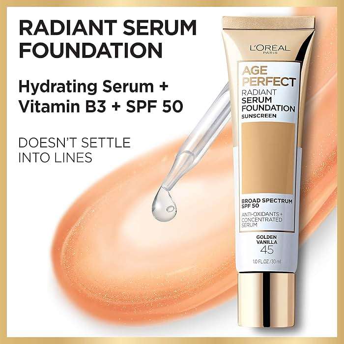 L'Oreal Paris Age Perfect Radiant Serum Foundation with SPF 50, Rose Ivory, 1 Ounce - Image 3