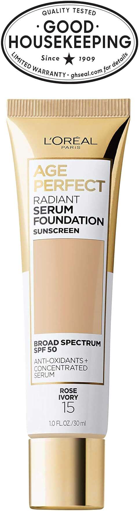 L'Oreal Paris Age Perfect Radiant Serum Foundation with SPF 50, Rose Ivory, 1 Ounce - Image 9