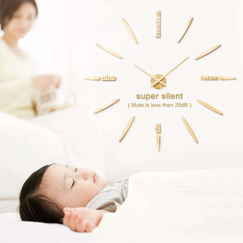 SIEMOO DIY Wall Clock, 3D Mirror Stickers Large Frameless Wall Clock Modern Design Watches Hours for Home Living Room Bedroom Office Decoration Gifts-Silver 012 - Image 2