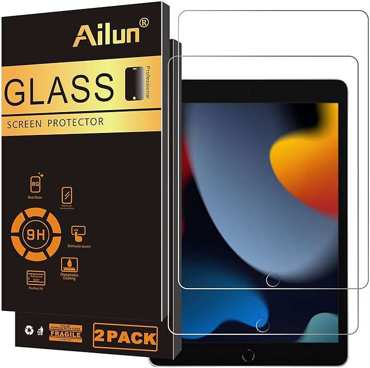 Ailun Screen Protector for iPad 9th 8th 7th Generation (10.2 Inch, iPad 9/8/7, 2021&2020&2019) Tempered Glass/Apple Pencil Compatible [2 Pack] - Image 1