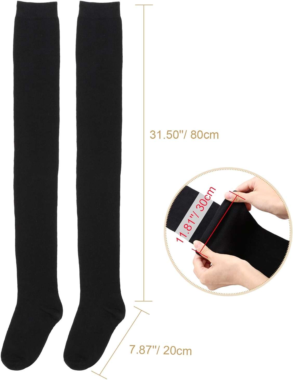 SATINIOR Extra Long Socks Thigh High Cotton Socks Extra Long Knee Boot Stockings for Women - Image 5