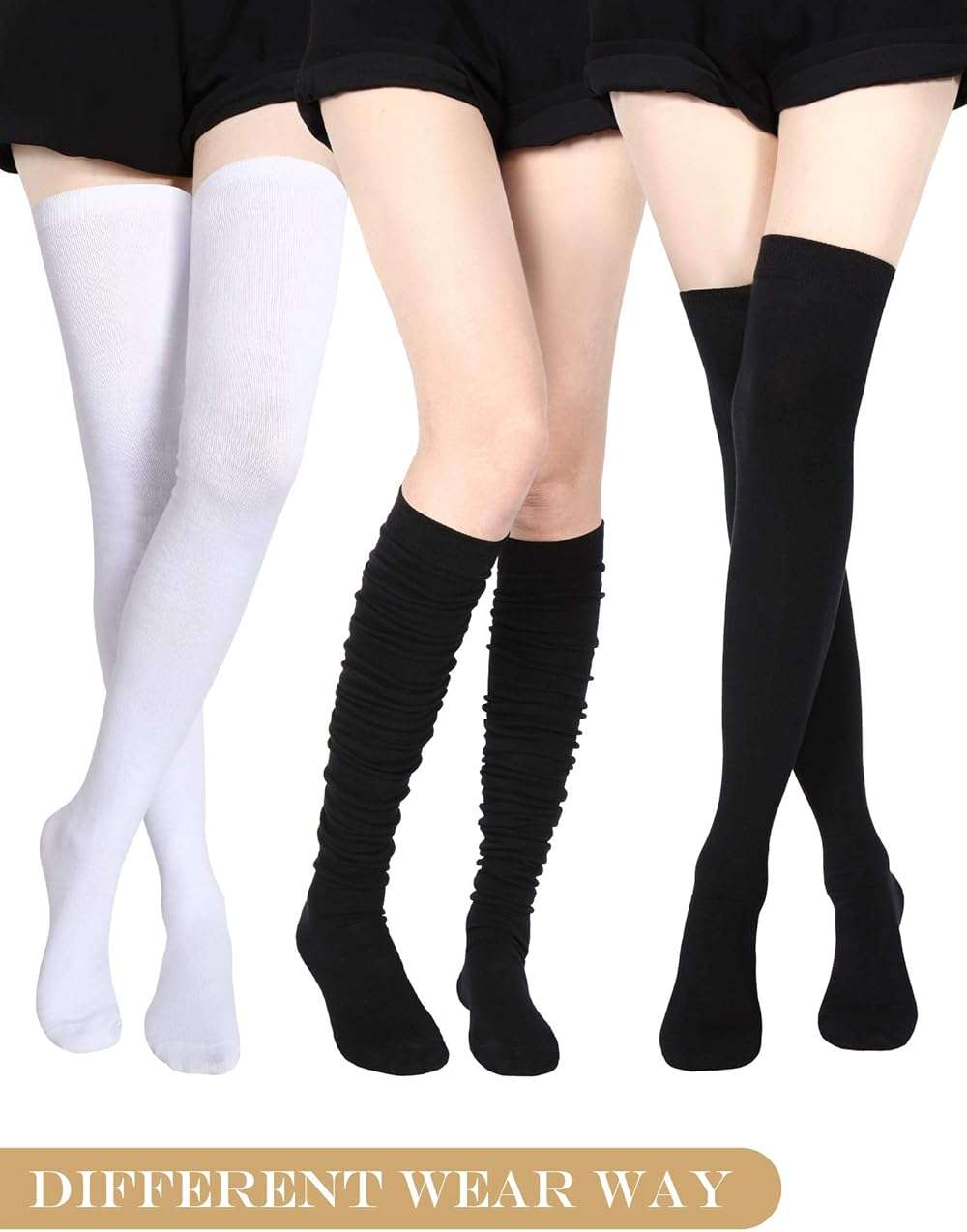 SATINIOR Extra Long Socks Thigh High Cotton Socks Extra Long Knee Boot Stockings for Women - Image 3