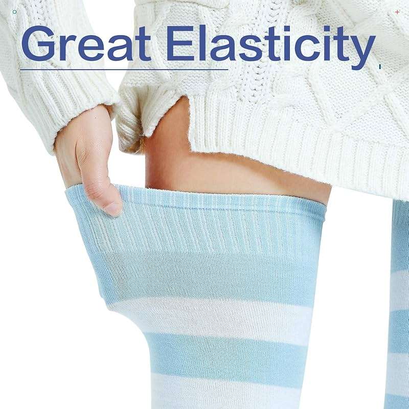 Kayhoma Extra Long Cotton Stripe Thigh High Socks Over the Knee High Socks - Image 5