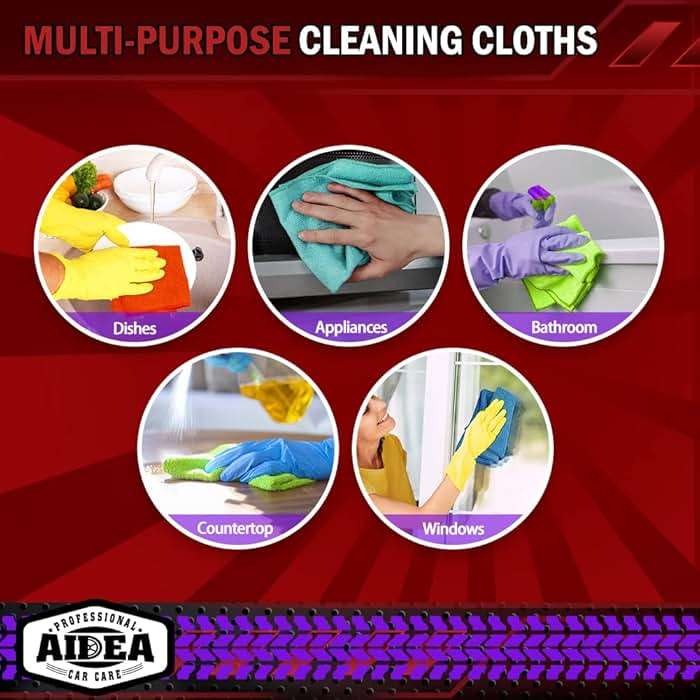 AIDEA Microfiber Cleaning Cloth, 50PK, Microfiber Towels for Cars, Premium Wash Cloths, Dusting Cloth Cleaning Rags, Absorbent Towels for SUVs, House, Kitchen, Window, Cleaning Supplies12×12" - Image 7