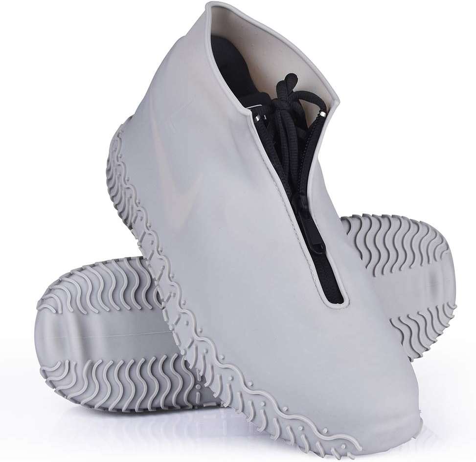 Shiwely Waterproof Shoe Covers, Silicone Reusable Shoe Cover Non-slip Durable Zipper Elastic Rain Cover Protection for Men Women (L (Women 7.5-10.5, Men 6.5-9), Grey) - Image 1