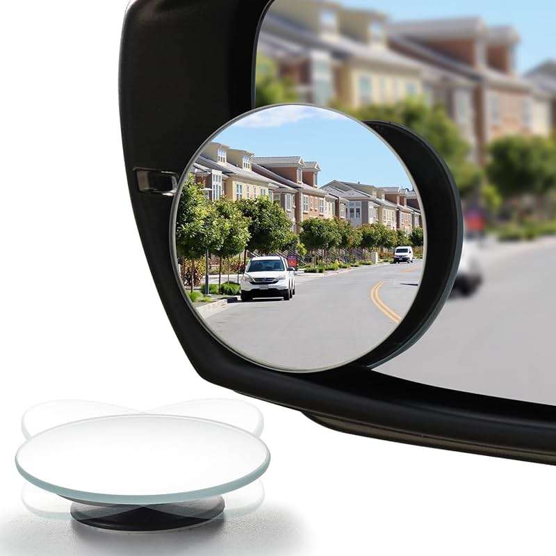 LivTee Blind Spot Mirror, 2" Round HD Glass Frameless Convex Rear View Mirrors Exterior Accessories with Wide Angle Adjustable Stick for Car SUV and Trucks, Pack of 2 - Image 1