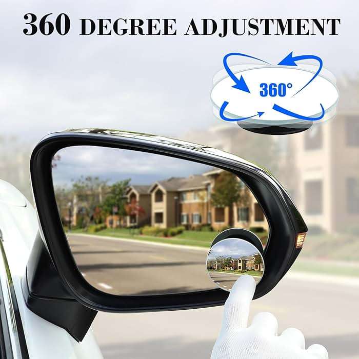 LivTee Blind Spot Mirror, 2" Round HD Glass Frameless Convex Rear View Mirrors Exterior Accessories with Wide Angle Adjustable Stick for Car SUV and Trucks, Pack of 2 - Image 5